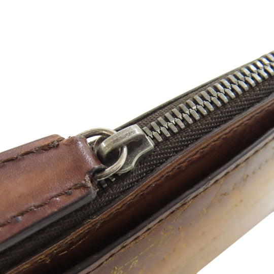 Berluti Coin case leather Brown Calligraphy mens Used Authentic