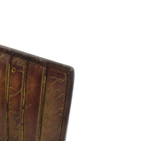 Berluti Coin case leather Brown Calligraphy mens Used Authentic
