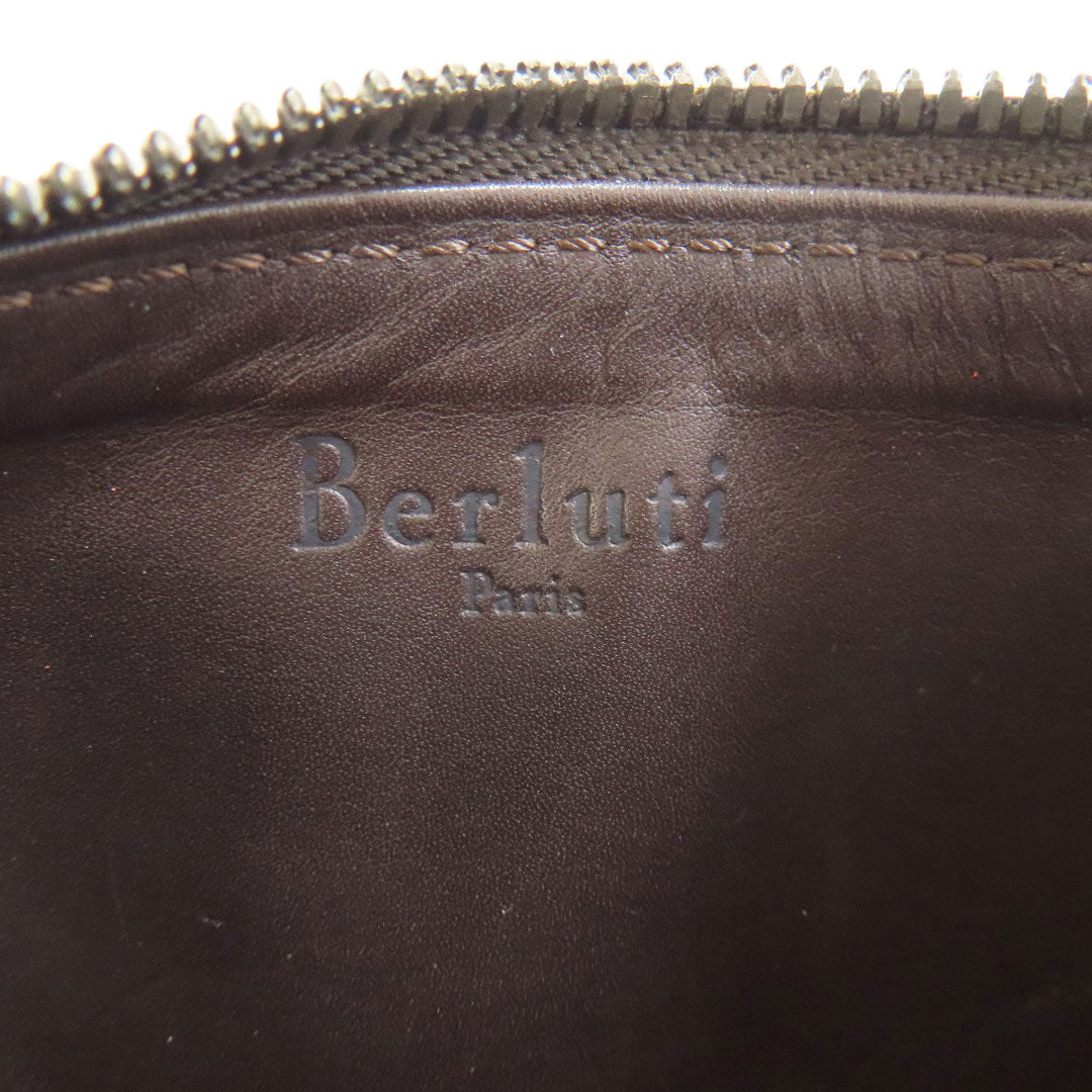 Berluti Coin case leather Brown Calligraphy mens Used Authentic