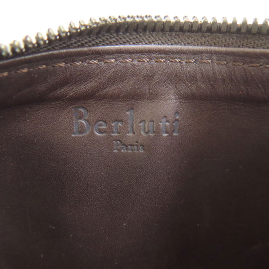 Berluti Coin case leather Brown Calligraphy mens Used Authentic