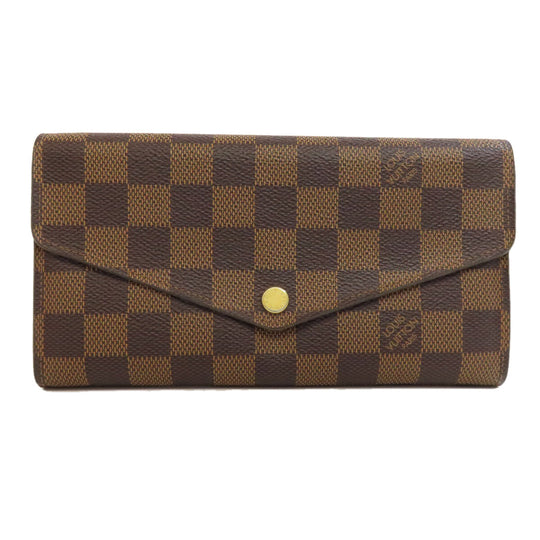 LOUIS VUITTON Long Wallet Purse N63209 Damier canvas Brown Portefeuille Sara