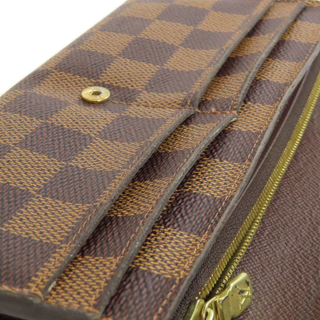 LOUIS VUITTON Long Wallet Purse N63209 Damier canvas Brown Portefeuille Sara