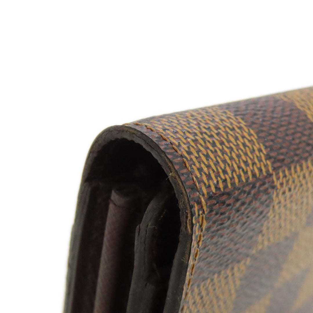 LOUIS VUITTON Long Wallet Purse N63209 Damier canvas Brown Portefeuille Sara