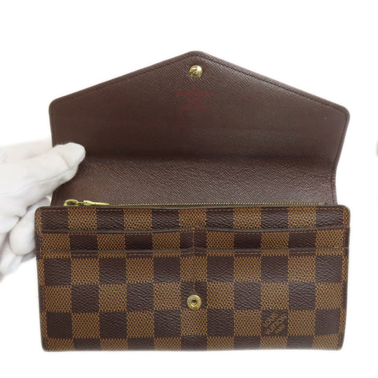LOUIS VUITTON Long Wallet Purse N63209 Damier canvas Brown Portefeuille Sara