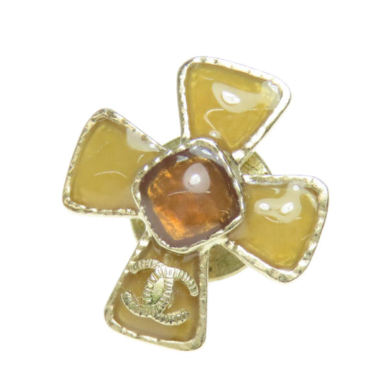 CHANEL Brooch Gold Plated gold PinBrooch Cross COCO Mark Women Used Authentic
