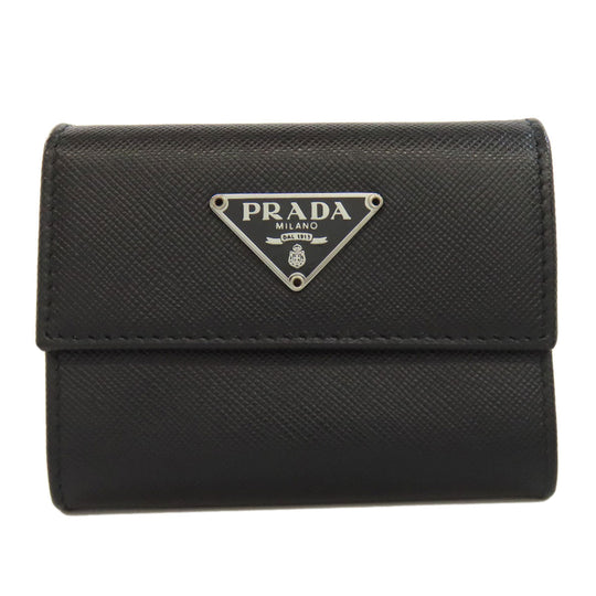 PRADA Coin case Safiano black logoMetal