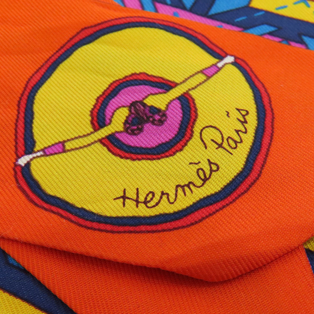 HERMES scarf silk Orange Twilly ballerina Women Used Authentic