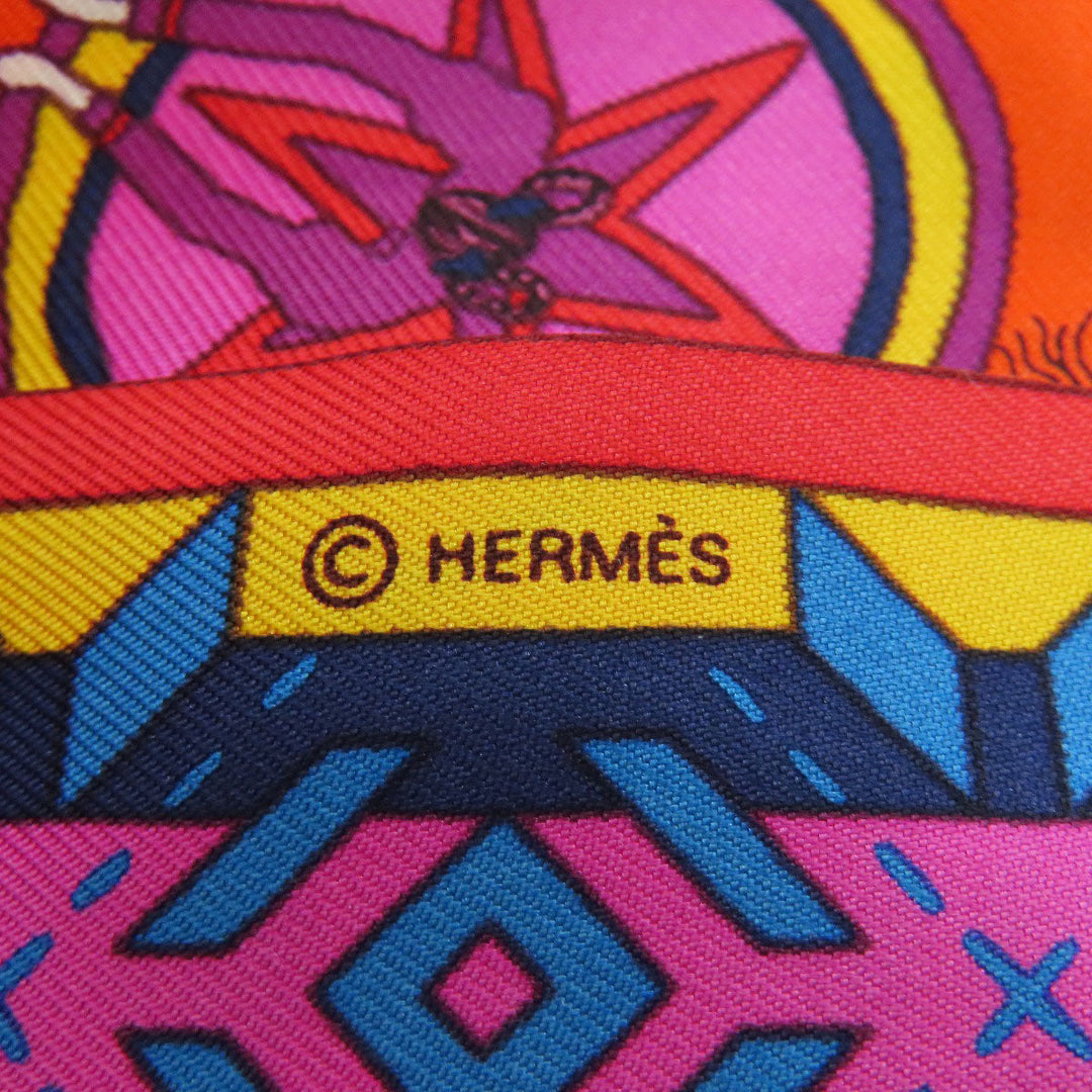HERMES scarf silk Orange Twilly ballerina Women Used Authentic