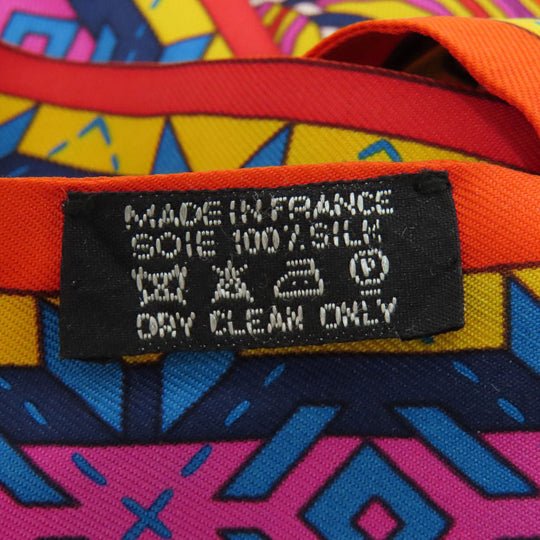 HERMES scarf silk Orange Twilly ballerina Women Used Authentic