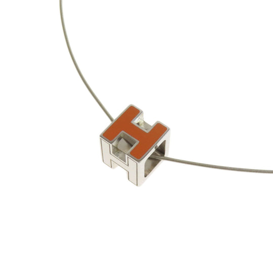 HERMES Necklace metallic Orange H cube Women Used Authentic