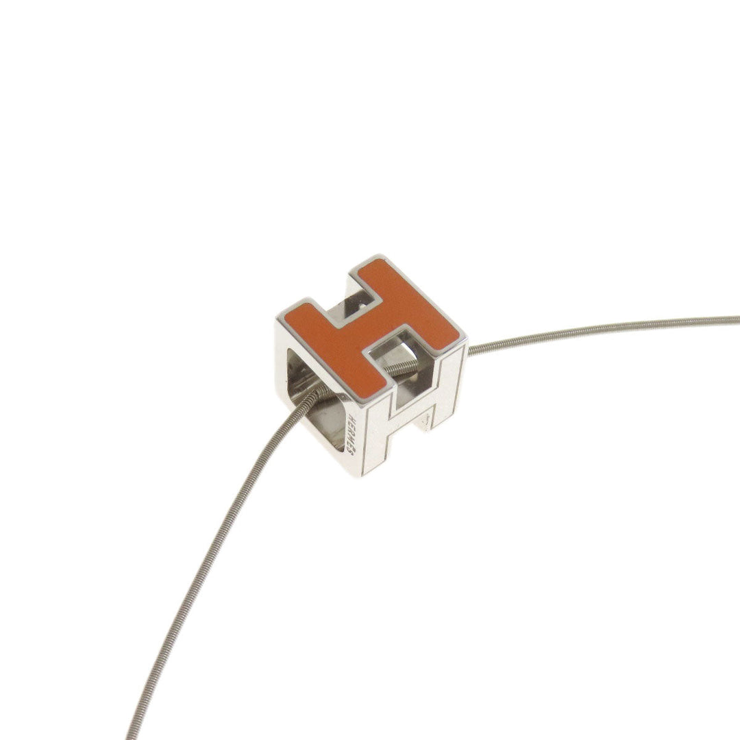 HERMES Necklace metallic Orange H cube Women Used Authentic