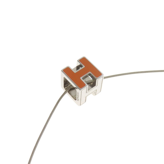 HERMES Necklace metallic Orange H cube Women Used Authentic