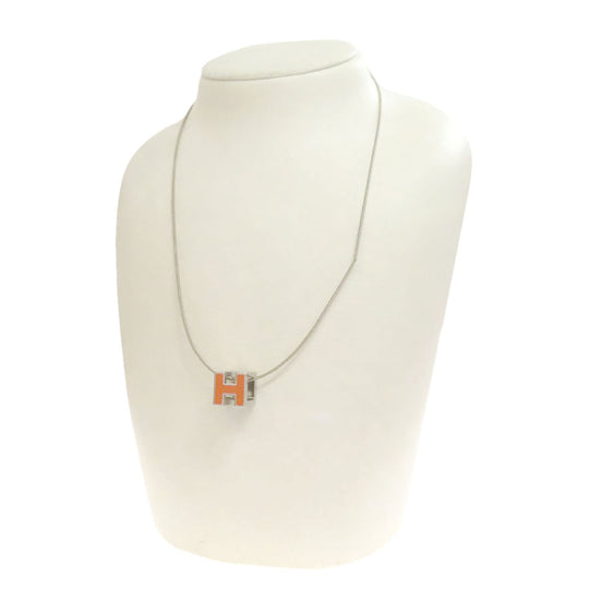 HERMES Necklace metallic Orange H cube Women Used Authentic