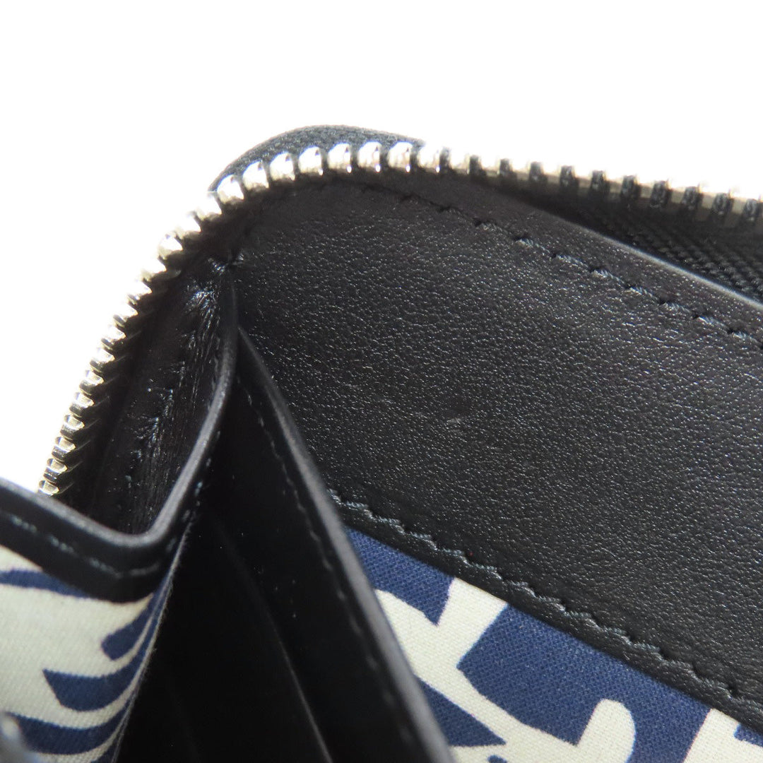 CHANEL Long Wallet Purse Grained Calfskin Skin black Matelasse SilverMetal Women Used Authentic