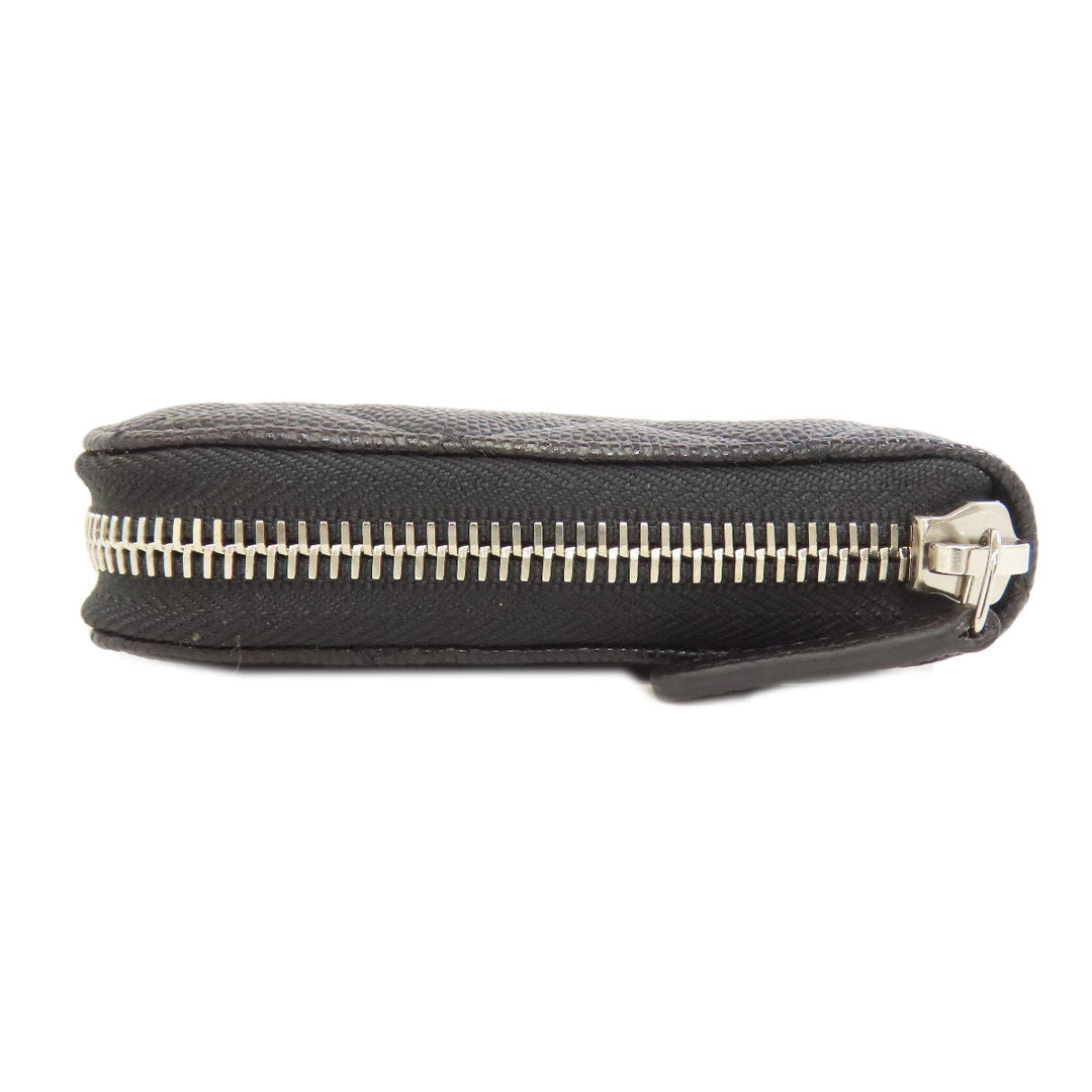 CHANEL Long Wallet Purse Grained Calfskin Skin black Matelasse SilverMetal Women Used Authentic