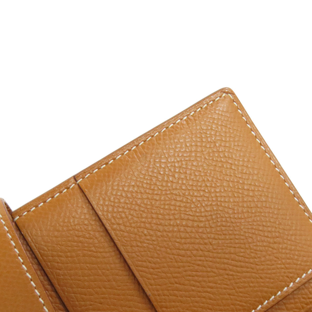 HERMES Long Wallet Purse Epsom gold Bearn Soufflet Gold Metal
