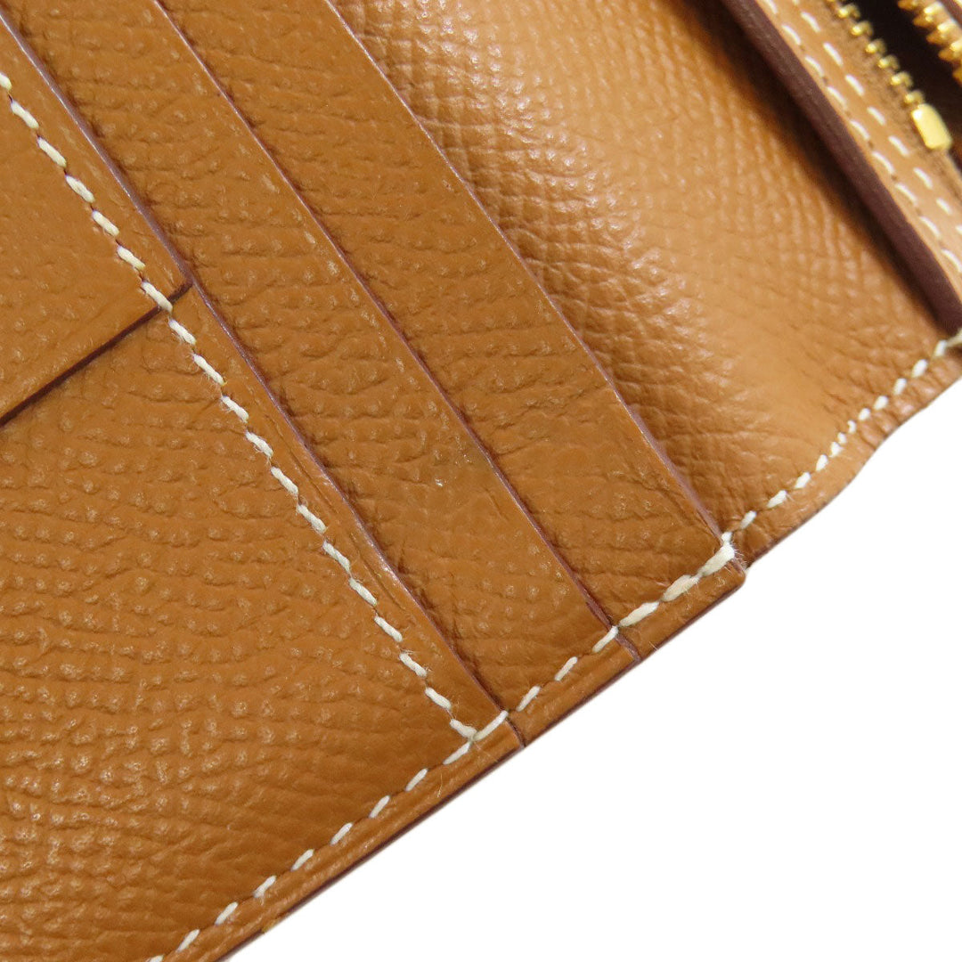 HERMES Long Wallet Purse Epsom gold Bearn Soufflet Gold Metal