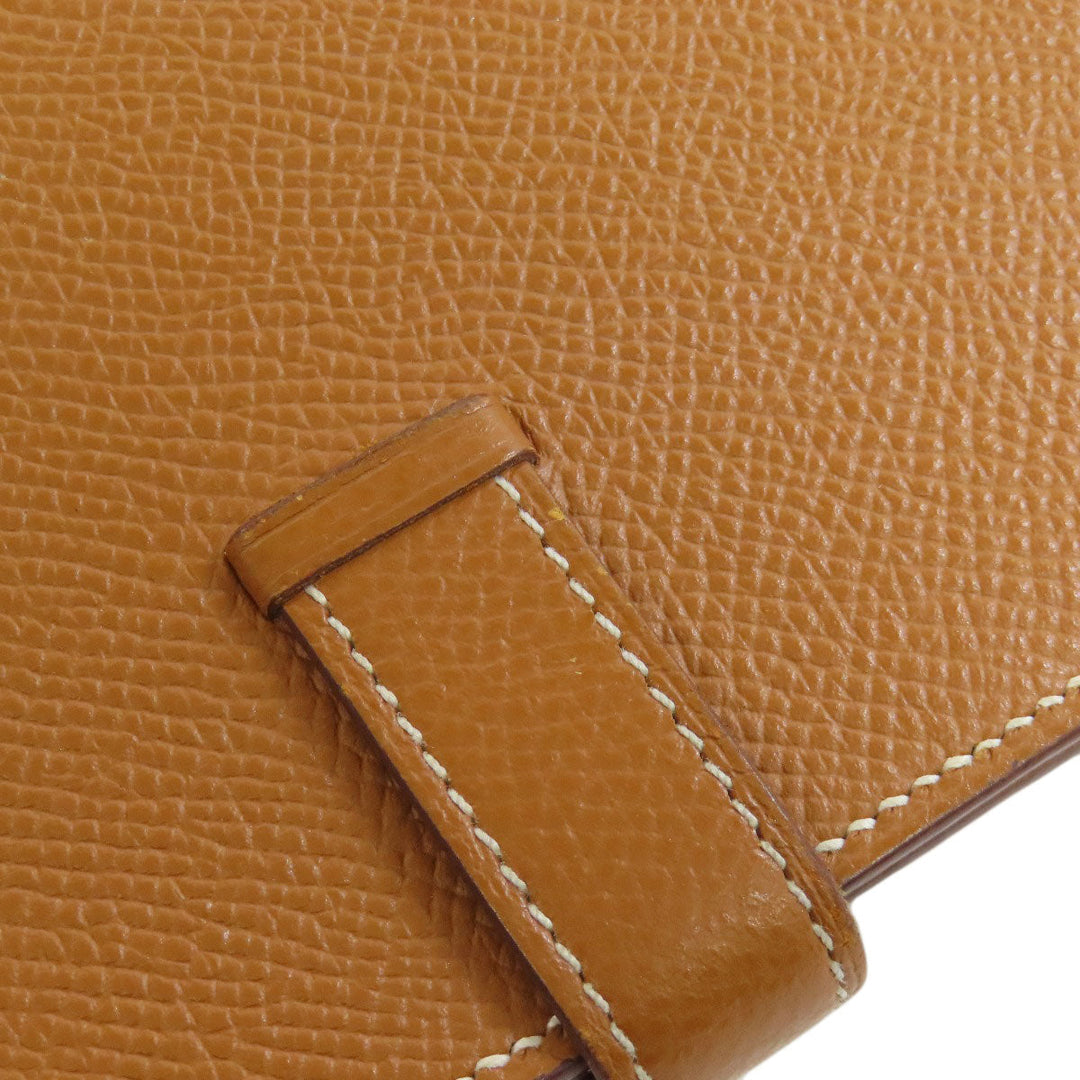 HERMES Long Wallet Purse Epsom gold Bearn Soufflet Gold Metal
