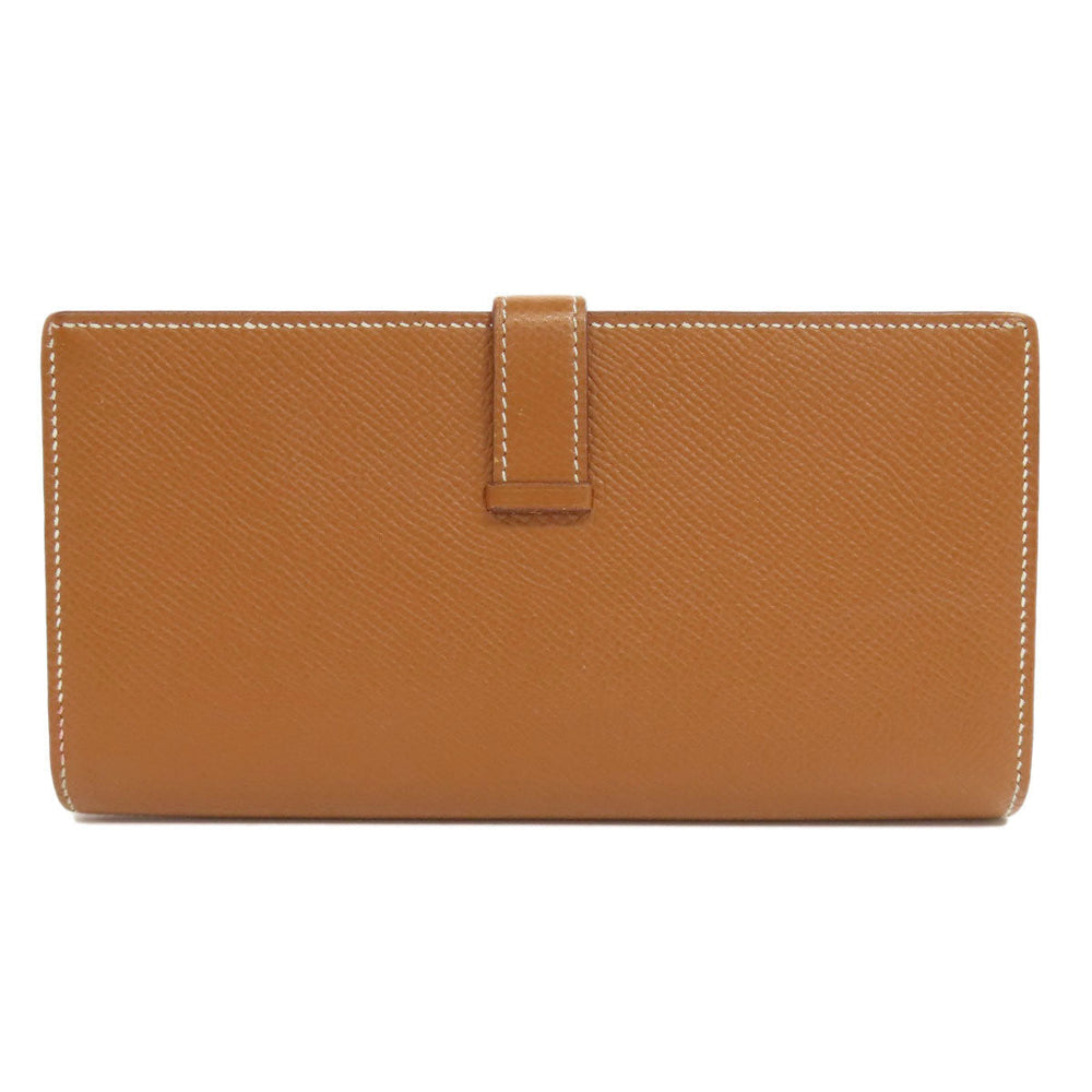 HERMES Long Wallet Purse Epsom gold Bearn Soufflet Gold Metal