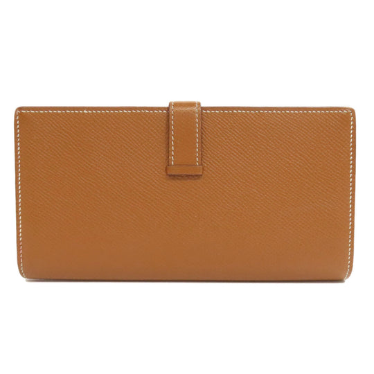 HERMES Long Wallet Purse Epsom gold Bearn Soufflet Gold Metal