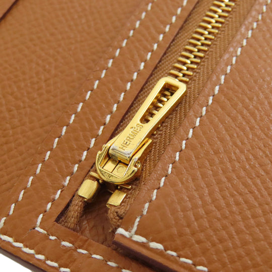 HERMES Long Wallet Purse Epsom gold Bearn Soufflet Gold Metal