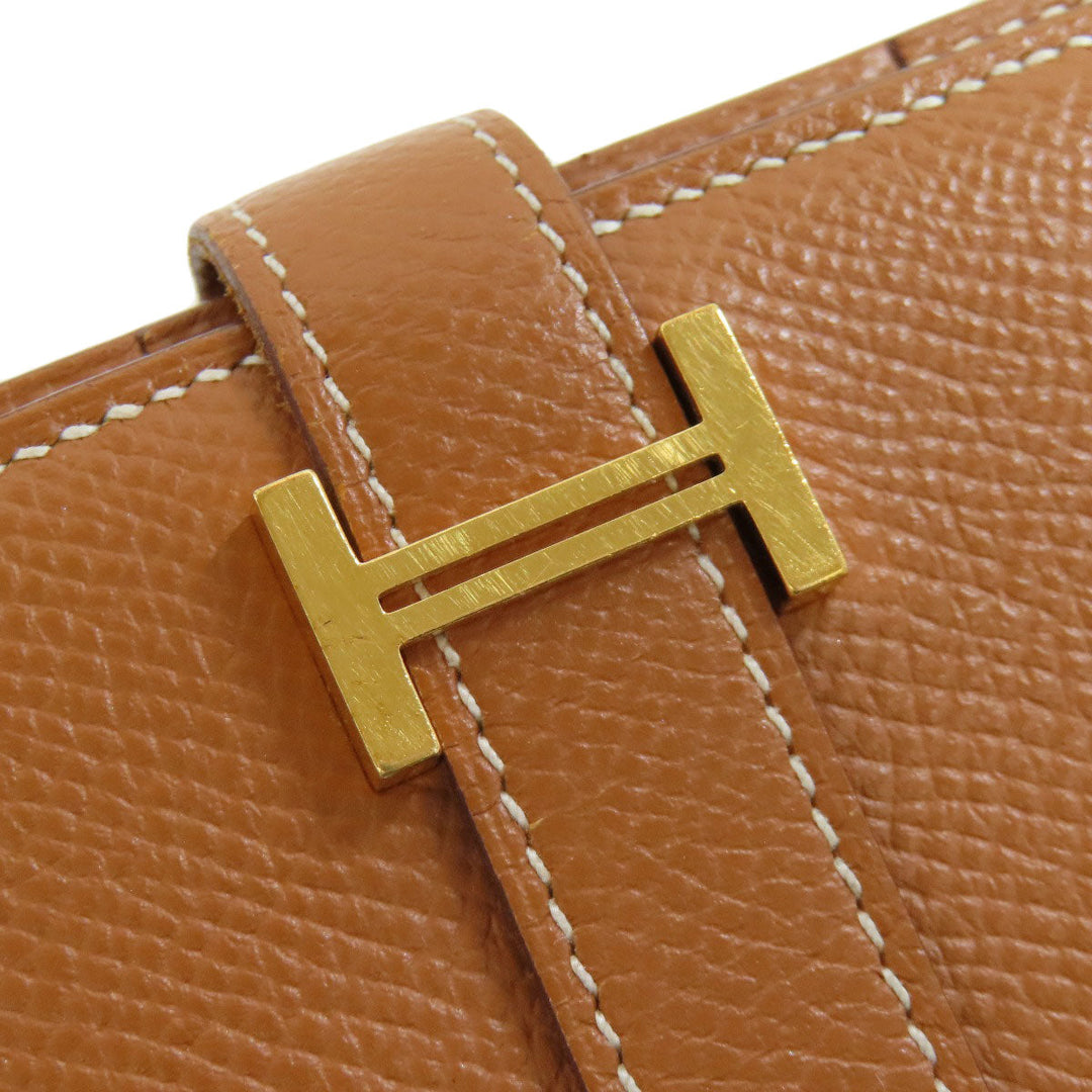 HERMES Long Wallet Purse Epsom gold Bearn Soufflet Gold Metal