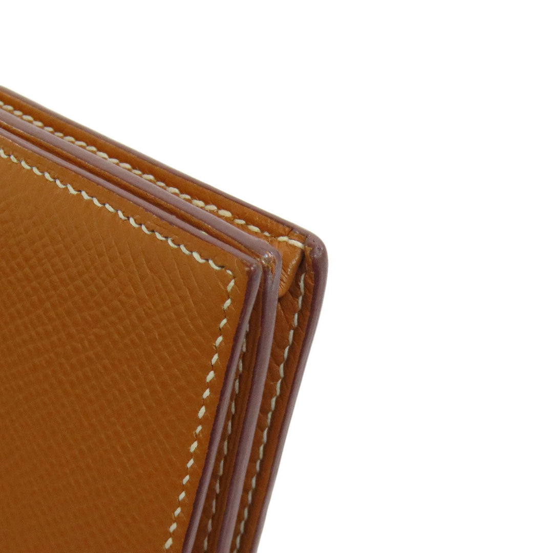 HERMES Long Wallet Purse Epsom gold Bearn Soufflet Gold Metal