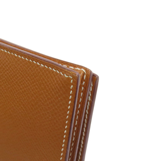 HERMES Long Wallet Purse Epsom gold Bearn Soufflet Gold Metal