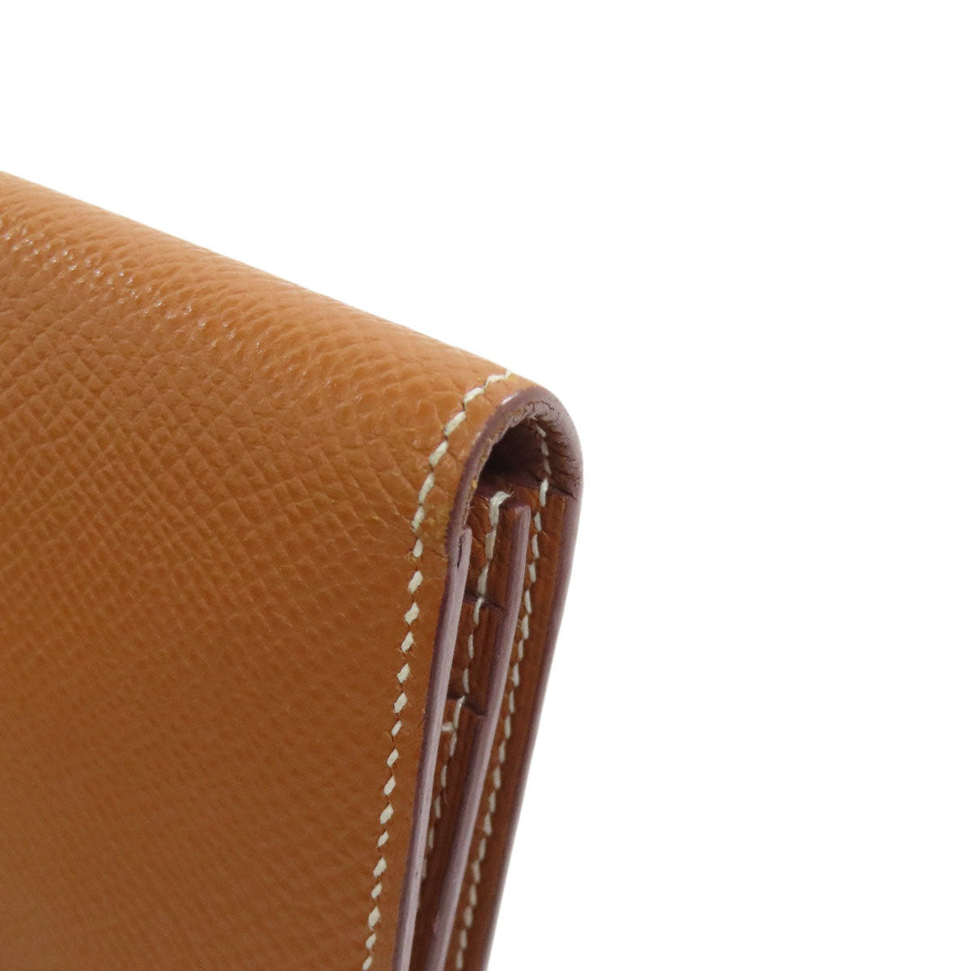 HERMES Long Wallet Purse Epsom gold Bearn Soufflet Gold Metal