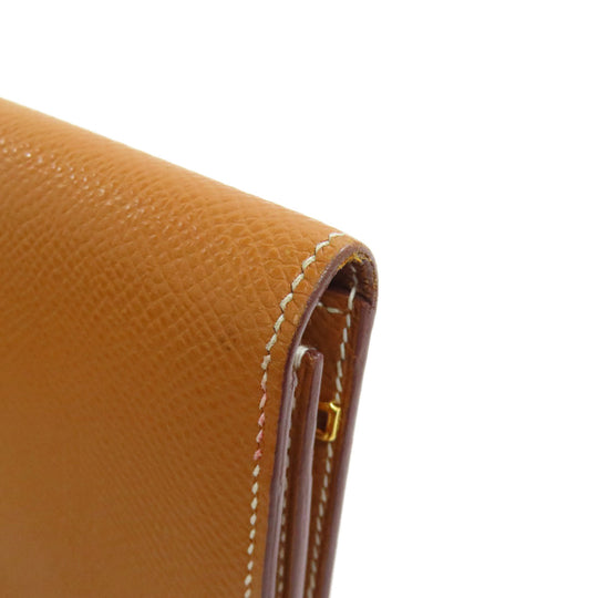 HERMES Long Wallet Purse Epsom gold Bearn Soufflet Gold Metal