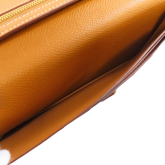 HERMES Long Wallet Purse Epsom gold Bearn Soufflet Gold Metal