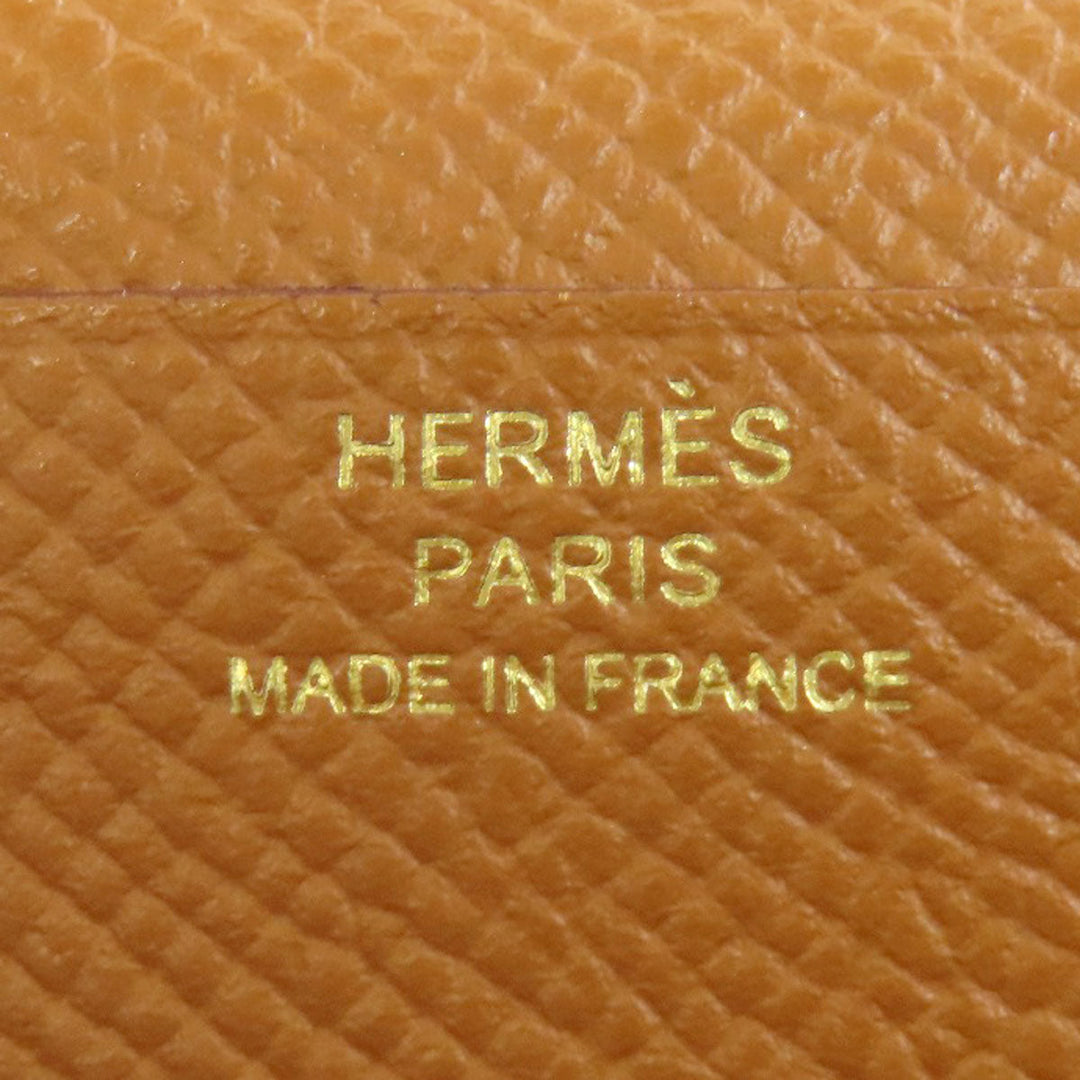 HERMES Long Wallet Purse Epsom gold Bearn Soufflet Gold Metal
