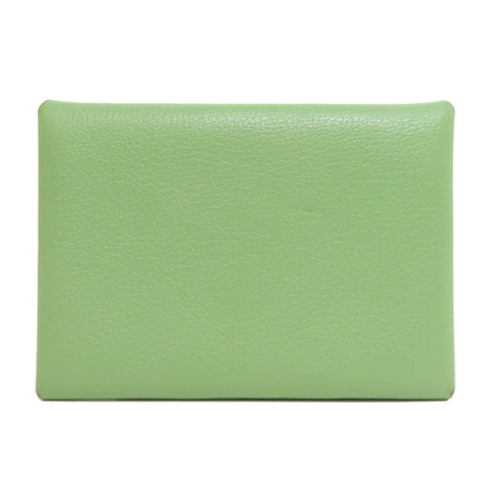 HERMES Coin case Evercolor green Calvi duo Women Used Authentic