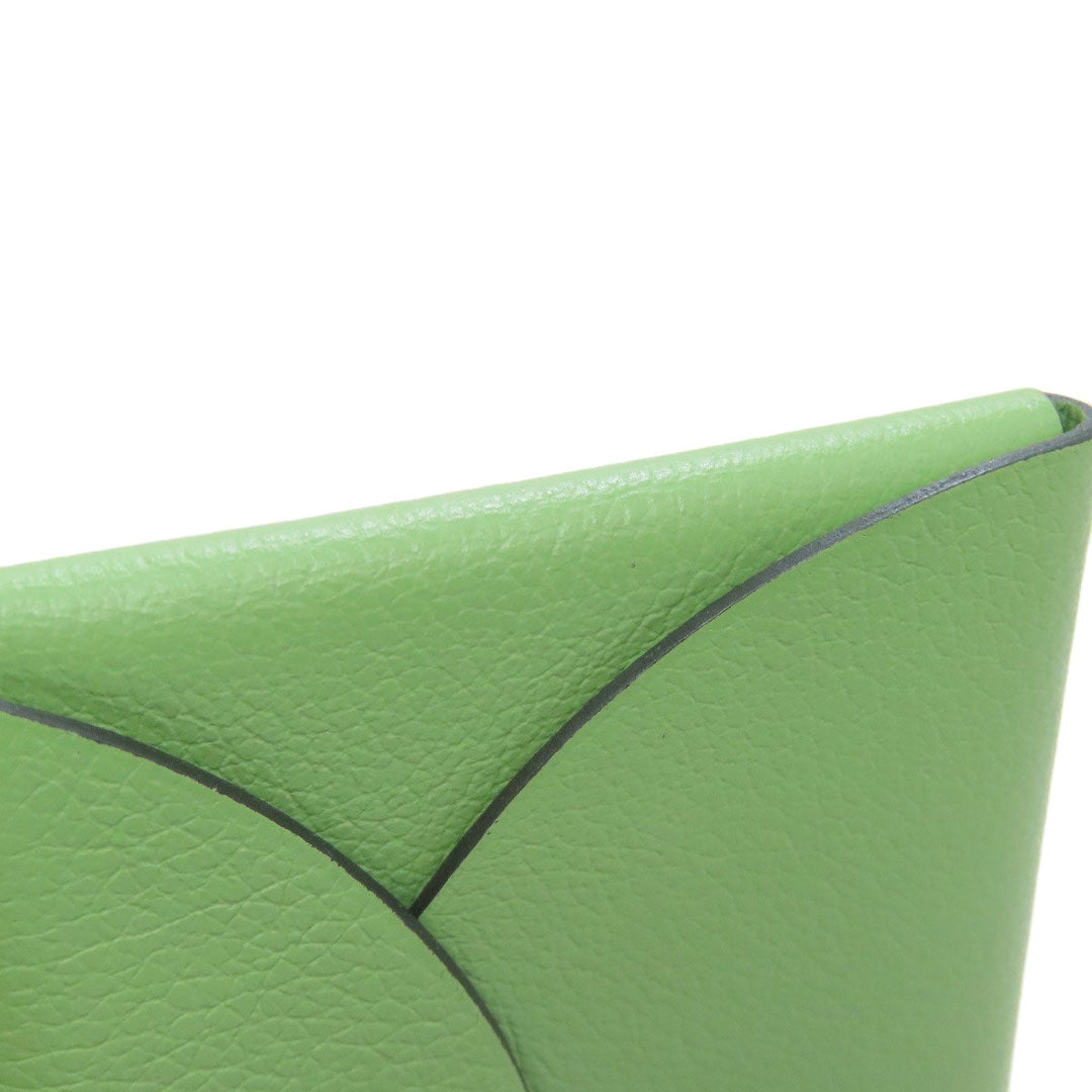 HERMES Coin case Evercolor green Calvi duo Women Used Authentic