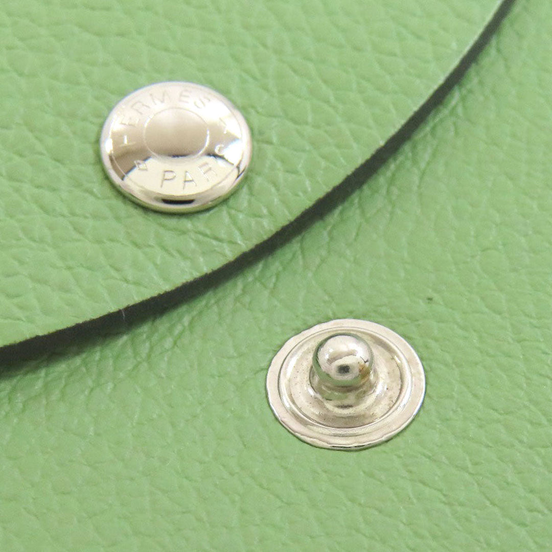 HERMES Coin case Evercolor green Calvi duo Women Used Authentic