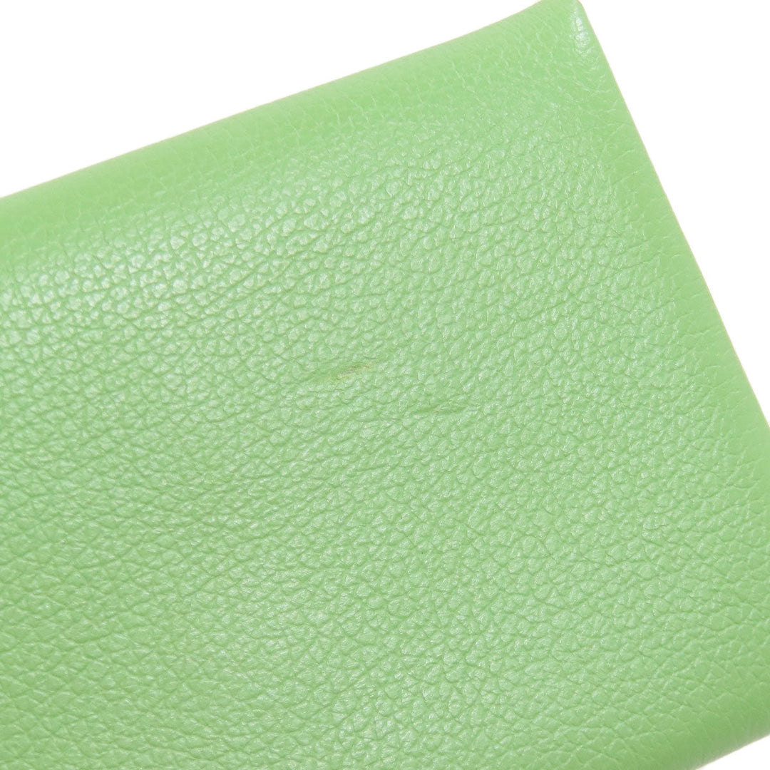 HERMES Coin case Evercolor green Calvi duo Women Used Authentic