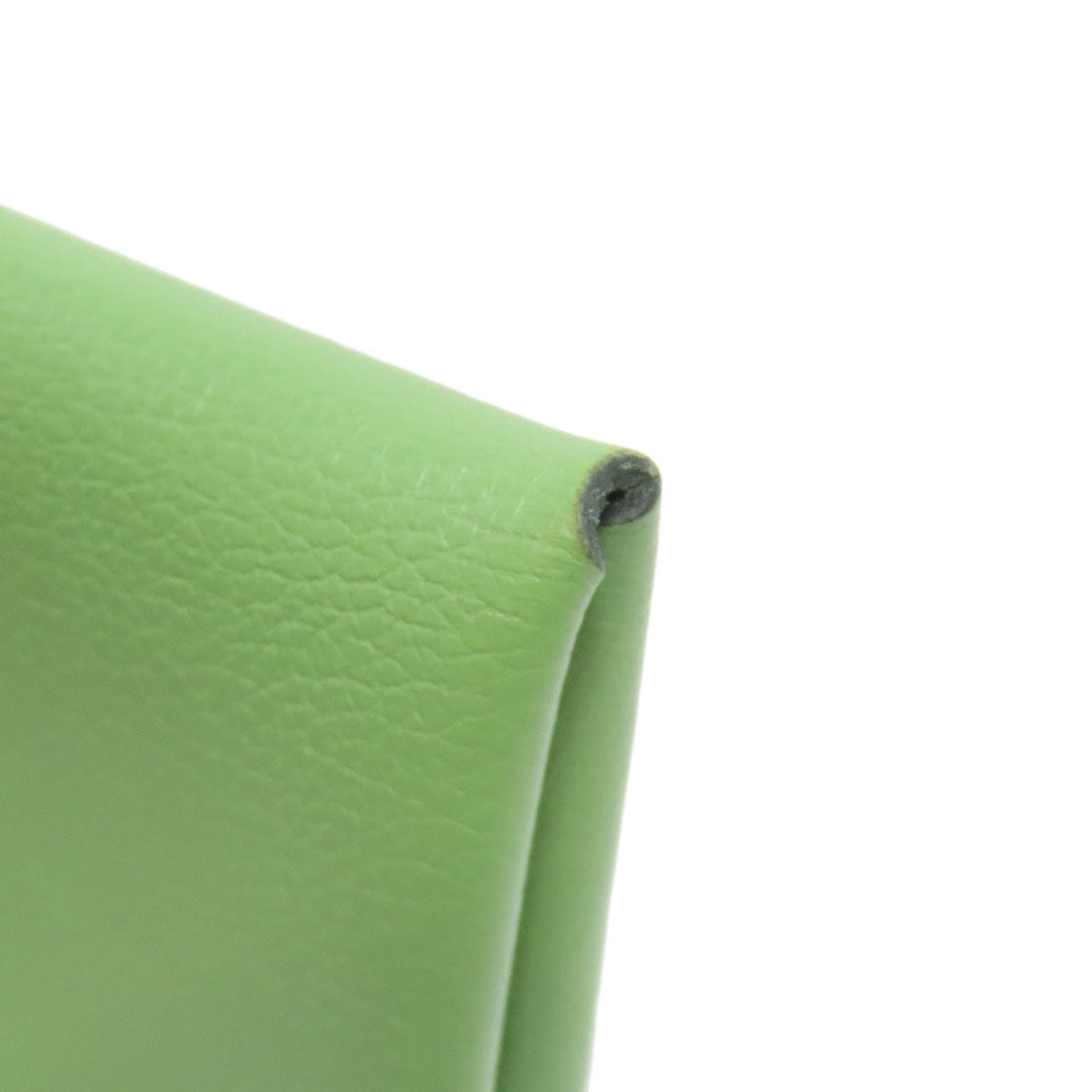 HERMES Coin case Evercolor green Calvi duo Women Used Authentic