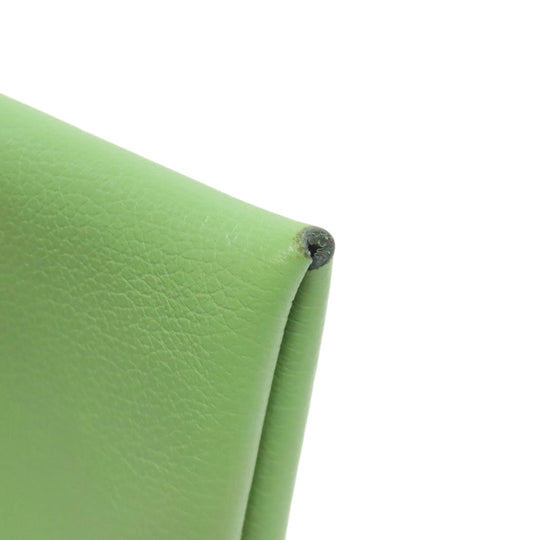 HERMES Coin case Evercolor green Calvi duo Women Used Authentic
