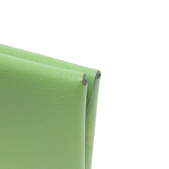 HERMES Coin case Evercolor green Calvi duo Women Used Authentic