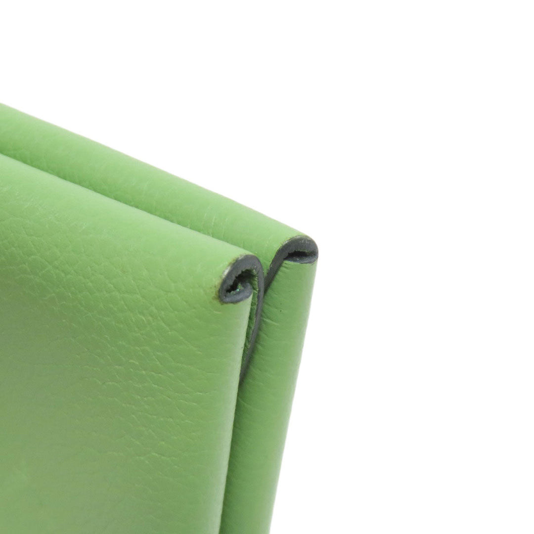 HERMES Coin case Evercolor green Calvi duo Women Used Authentic