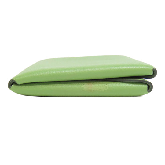 HERMES Coin case Evercolor green Calvi duo Women Used Authentic