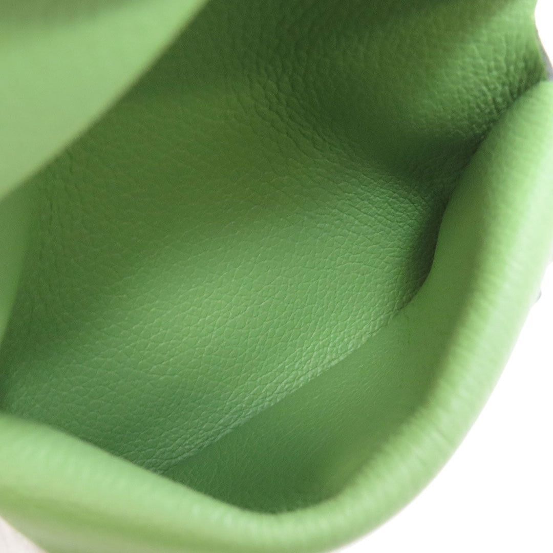 HERMES Coin case Evercolor green Calvi duo Women Used Authentic