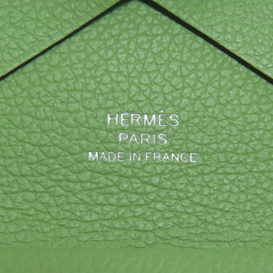 HERMES Coin case Evercolor green Calvi duo Women Used Authentic