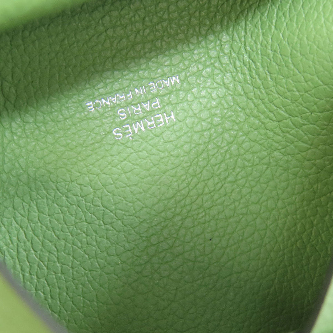 HERMES Coin case Evercolor green Calvi duo Women Used Authentic