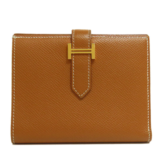 HERMES Bifold Wallet Epsom gold Bearn Compact Gold Gold Metal Women Used Authentic