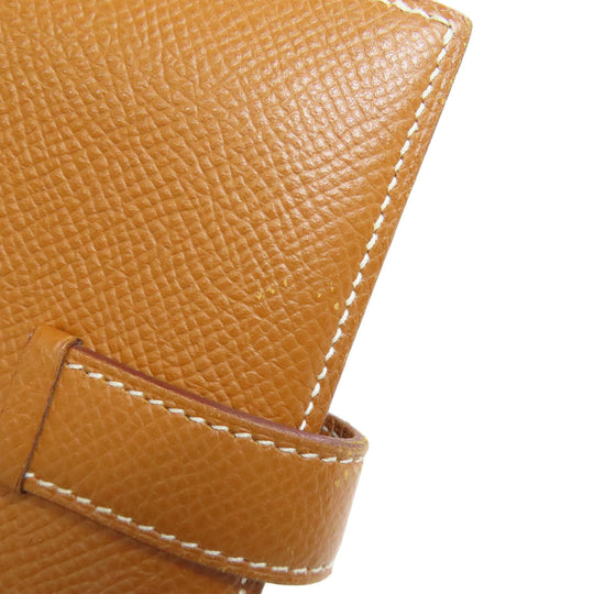 HERMES Bifold Wallet Epsom gold Bearn Compact Gold Gold Metal Women Used Authentic