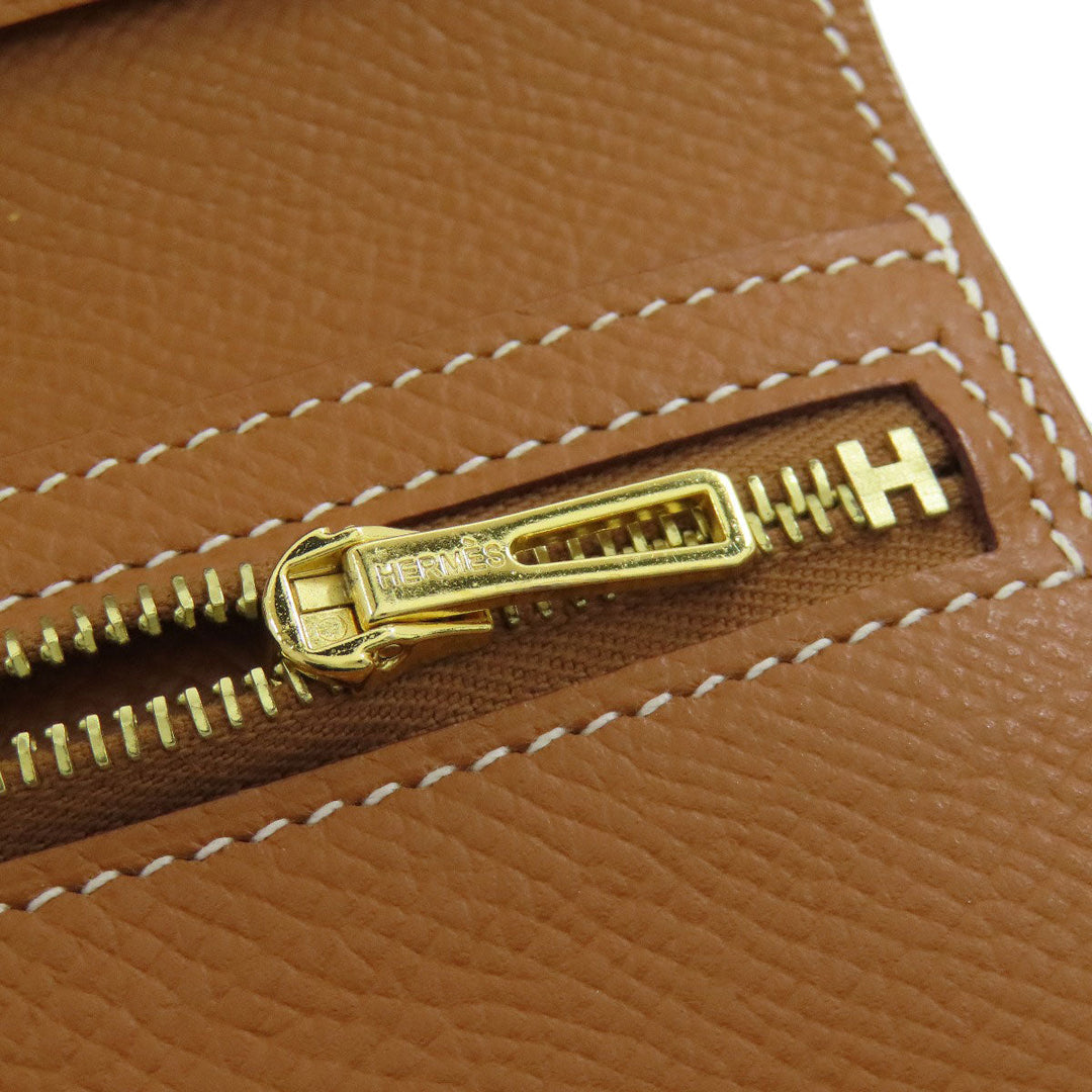 HERMES Bifold Wallet Epsom gold Bearn Compact Gold Gold Metal Women Used Authentic