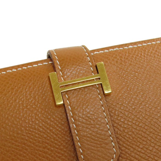 HERMES Bifold Wallet Epsom gold Bearn Compact Gold Gold Metal Women Used Authentic