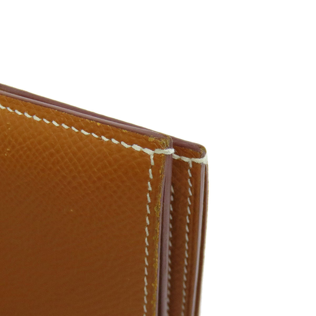 HERMES Bifold Wallet Epsom gold Bearn Compact Gold Gold Metal Women Used Authentic