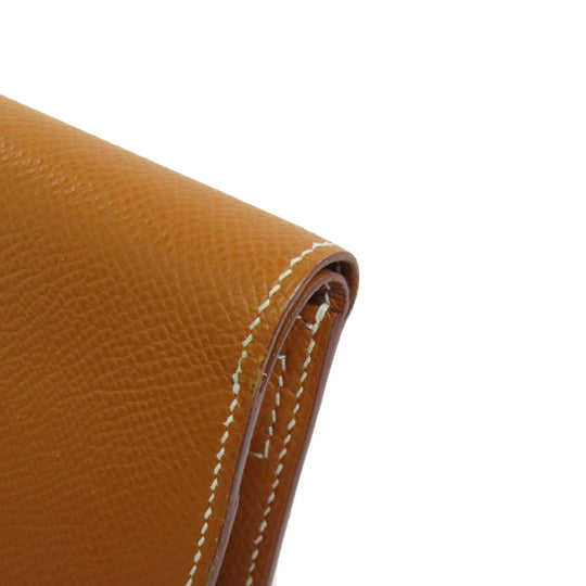 HERMES Bifold Wallet Epsom gold Bearn Compact Gold Gold Metal Women Used Authentic